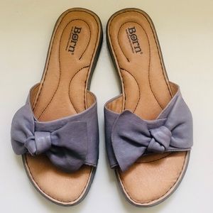 Born Leather Bow Flat Sandals